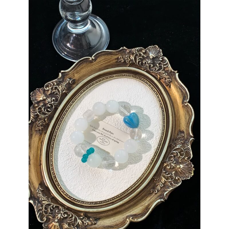 Clear Quartz & White Phantom Quartz Lacquer Bead Crystal Bracelet