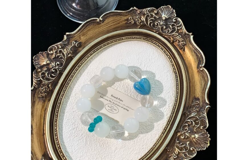 Clear Quartz & White Phantom Quartz Lacquer Bead Crystal Bracelet4