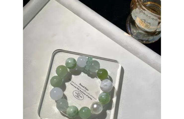 White Snow Phantom & Green Crystal Jade Crystal Bracelet4