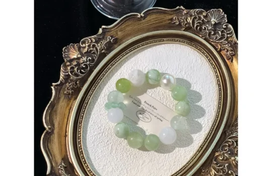 White Snow Phantom & Green Crystal Jade Crystal Bracelet5
