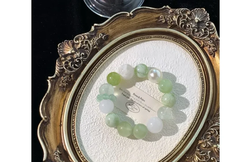 White Snow Phantom & Green Crystal Jade Crystal Bracelet5