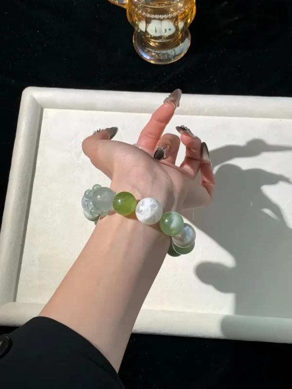 White Snow Phantom & Green Crystal Jade Crystal Bracelet7