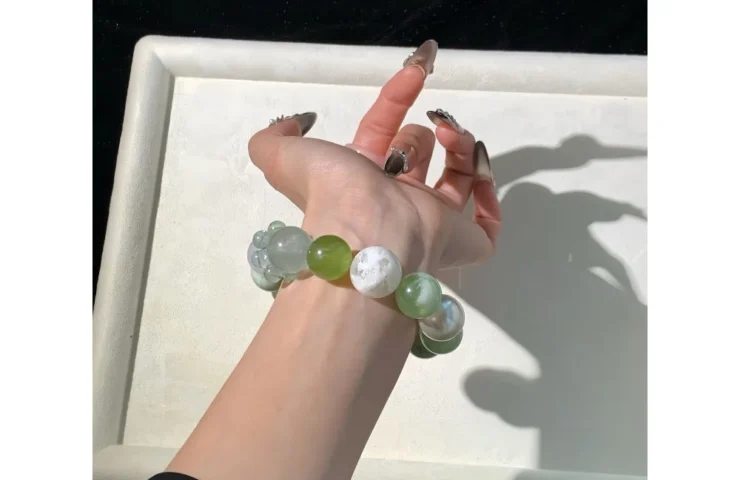 White Snow Phantom & Green Crystal Jade Crystal Bracelet7
